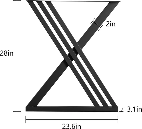 Miniatura 4 de Patas triangulares de metal de 28 pulgadas, base de escritorio resistente para bricolaje Heavy-duty Carbon Steel, Matte Black Finish