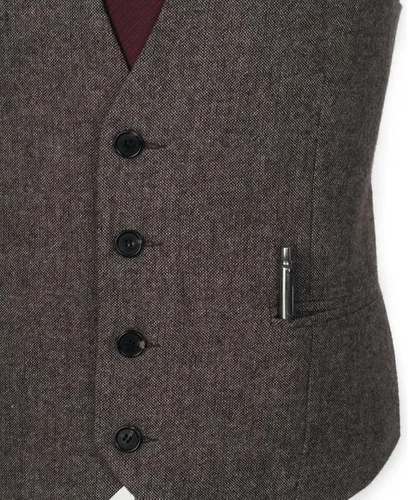 Miniatura 4 de Ruth&Boaz Chaleco de traje de negocios de tweed de lana de espiga de 3 bolsillos 4 botones