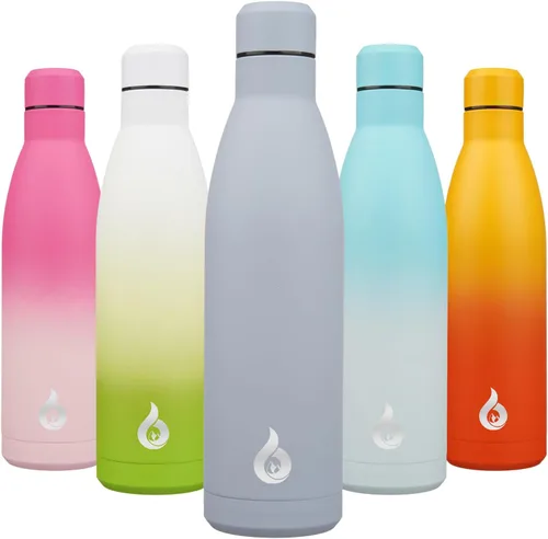 Miniatura 65 de BJPKPK Botella de Agua Aislada 17oz Botellas de Agua de Acero Inoxidable Apta para Lavavajillas Metal Térmica Mantiene Frío y Caliente, Gris Niebla
