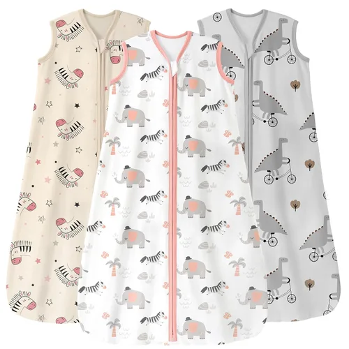 Miniatura 12 de Unnivoll - Saco de dormir para bebé de 18 a 24 meses, paquete de 3 unidades, 100 % de algodón, ligero, con un TOG de 0.5, manta portátil para bebé