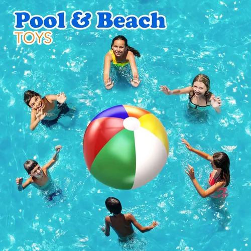 Miniatura 4 de 4E's Novelty Pelotas de playa [3 unidades] Pelotas de playa inflables de 20 pulgadas para niños, juegos de piscina, juguetes para niños y niños