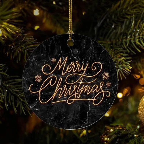 Adornos de recuerdo de Navidad, adornos de cerámica de mármol de Navidad, adornos de textura, acuarela, árbol de Navidad, adornos colgantes de