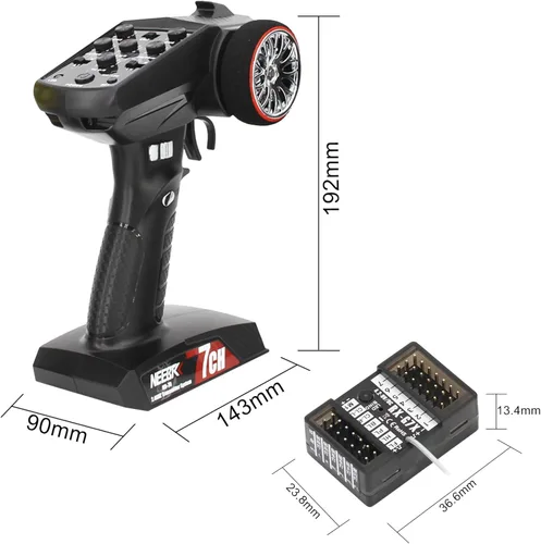 Miniatura 6 de Transmisor RC de 7 canales con receptor, sistema de control de luz integrado y juego de 12 luces LED, control remoto de radio de 2.4 GHz para auto a