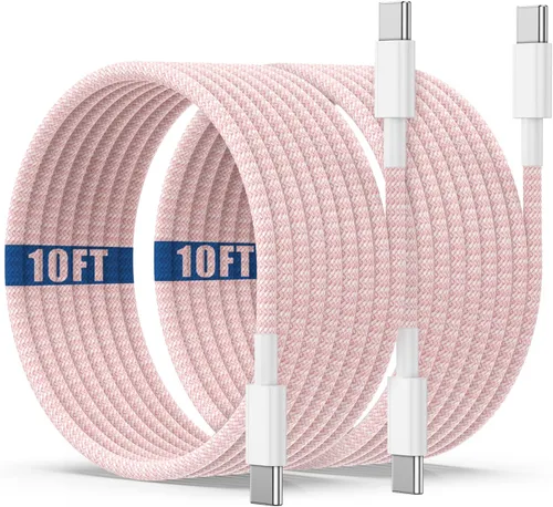 Miniatura 16 de Cable de carga USB C a C de 10 pies, 60W, tipo C a C, cable de carga rápido largo para Apple iPhone 17 Pro Max/17 Air/16 Pro Max/15 Plus, MacBook