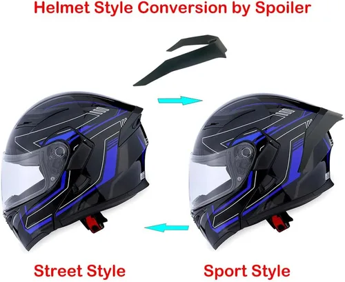 Miniatura 3 de 1Storm Casco modular de cara completa para motocicleta con doble visera abatible y protector solar: HB89 Flecha Azul
