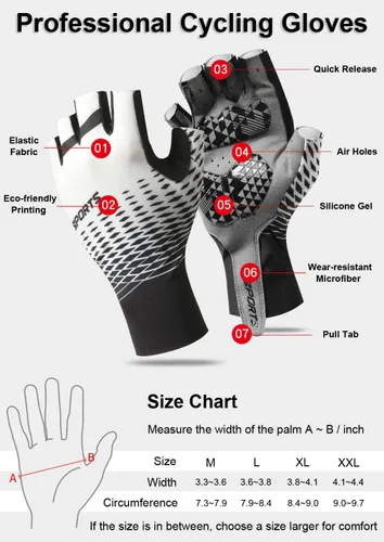 Miniatura 7 de SUJAYU Guantes de ciclismo, guantes de bicicleta de montaña, guantes de medio dedo, guantes de bicicleta para hombres, accesorios de bicicleta