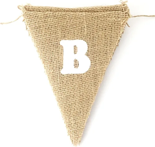 Miniatura 7 de LWR CRAFTS Banderines de arpillera triangular, 13 piezas, 10 pies