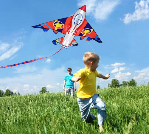 Miniatura 3 de HONBO 58" Fighter Plane - Kite for Kids & Adults, Easy to Fly, Beach Trip Beginner Kite with Reel and 200ft String