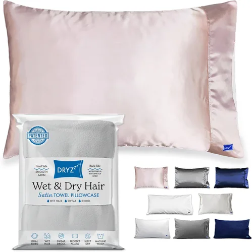Miniatura 8 de DryZzz Funda de almohada impermeable de 35 x 19 pulgadas, 2 piezas, tamaño King, absorbente, toalla de doble cara, cabello húmedo y seco, a prueba