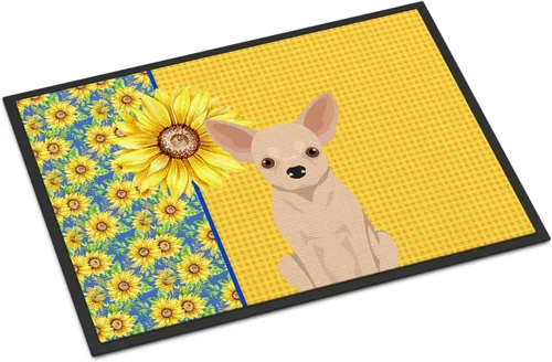 Miniatura 7 de Caroline's Treasures WDK5313MAT Airedale Terrier - Tapete para puerta delantera de 18 x 27 pulgadas, diseño de girasoles de verano, para entrada