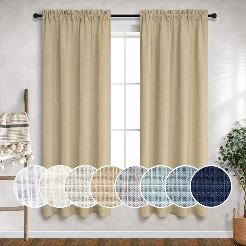 Miniatura 57 de Cortinas blancas puras de 38 pulgadas de ancho para dormitorio, juego de 2 paneles de cortinas de privacidad con bolsillo para barra, cortinas