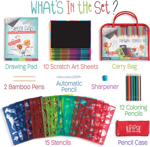 Miniatura 2 de Kipipol 63 plantillas de dibujo para niños de 4 a 8 a 8 a 12 años en adelante, artes y manualidades para niñas y niños, kit de dibujo para niños