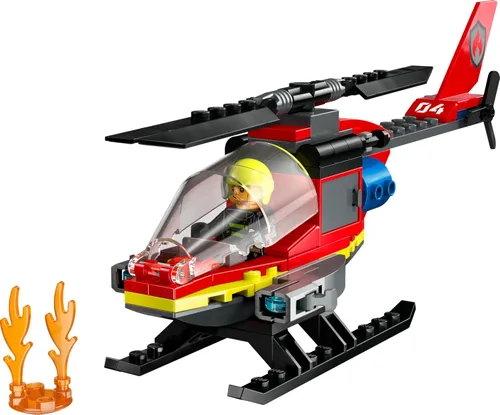 Miniatura 5 de LEGO City Fire Rescue Helicóptero de Rescate de Bomberos de Juguete, Set de Construcción con Piloto Minifigura de Bombero, Regalo Divertido
