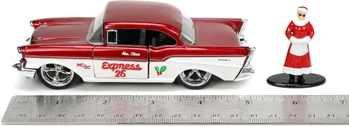 Miniatura 8 de Jada Toys Holiday Rides 1:32 1941 Ford Pickup y 1957 Chevy Bel-Air - Coche fundido a presión con figura de Papá Noel y Sra. Santa Claus de 1.65