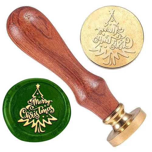 Miniatura 12 de Holly Branches - Sello de cera de verano en relieve, extraíble de 1 pulgada, cabeza de sello de cera de latón con mango de madera, sobres de Ramas