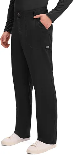 Miniatura 3 de Cherokee Mens Scrub Pants with Cargo Pockets, Two-Way Stretch Modern fit Button Closure with Inside Drawstring Pants - WW140