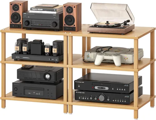 Miniatura 24 de Soporte para reproductor multimedia AV de 3 niveles, gabinete estéreo, gabinete estéreo moderno, estante de consola de juegos, soporte de TV
