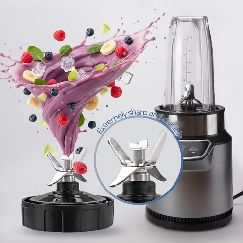 Miniatura 6 de Piezas de repuesto para tazas de licuadora Ninja, paquete de 2 tazas de licuadora de 24 onzas con tapas para beber y sellar, cuchilla de repuesto