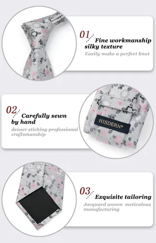 Miniatura 275 de Corbatas florales tejidas clásicas para hombre, corbata cuadrada de bolsillo, corbatas formales para hombres, boda con pañuelo