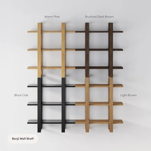 Miniatura 8 de Nathan James Benji - Estantería de pared de mediados de siglo, estante decorativo flotante de madera de 3 niveles, roble negro