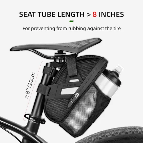 Miniatura 4 de ROCKBROS Bolsas de Sillín de Bicicleta con Bolsillo para Botella de Agua Bolsas Impermeables para Sillín de Bicicleta Paquete Bajo Asiento Bolsa