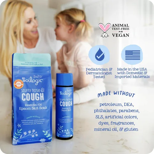 Miniatura 3 de Oilogic Paquete de energía para la nariz y la tos tapada para bebés con alivio de baño de vapor y remojo de sal de Epsom, esenciales para el baño