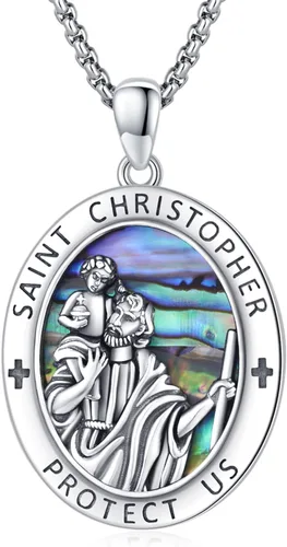 Miniatura 164 de Collar con colgante de plata de ley 925 con medalla de San Patrón, joyería religiosa para hombres y mujeres, con cadena de acero inoxidable 316L