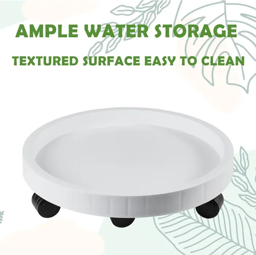 Miniatura 3 de Carrito para Macetas de 17.5 Pulgadas con Platillo Rodante y Ruedas, Soporte con Ruedas Resistente para Plantas en Maceta, Bandeja Base Redonda