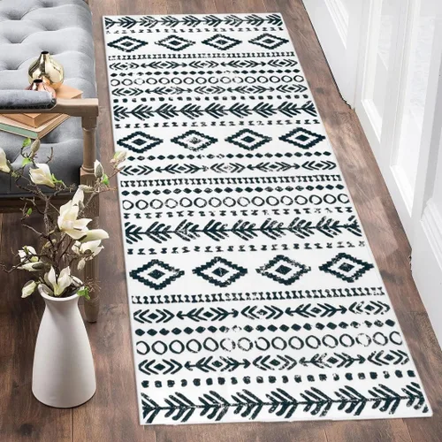 Miniatura 20 de Lahome Alfombra bohemia marroquí para entrada, lavable, de 2 x 3 pies, color gris y blanco, antideslizante, ultra fina, suave, rústica con estampado