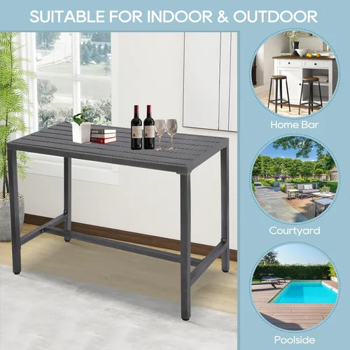 Miniatura 6 de Mesa de bar para exteriores, mesa consola de altura de pub para patio con marco de acero con revestimiento de polvo, parte superior resistente a