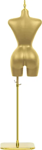Miniatura 4 de Torso de maniquí femenino con altura ajustable y base de metal para exhibición de ropa en tienda minorista (Negro, L)