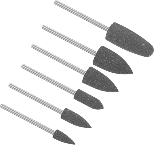 Miniatura 4 de uxcell Brocas de molienda montadas cabezas de amoladora diferentes formas de cabeza ruedas de pulido de silicona para herramientas rotativas gris