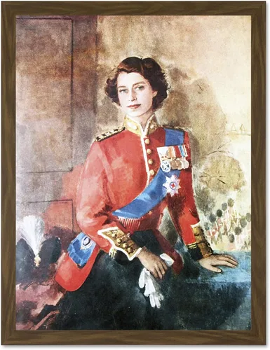 Miniatura 9 de Wee Blue Coo Pintura de la reina Isabel II Militar Regalia Retrato Artístico Marco Grande Póster Decoración de Pared 18 x 24 pulgadas
