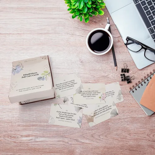Miniatura 5 de MESMOS 52 tarjetas de atención plena con planes de acción. Regalos de relajación para aliviar el estrés para mujeres, tarjetas de afirmación