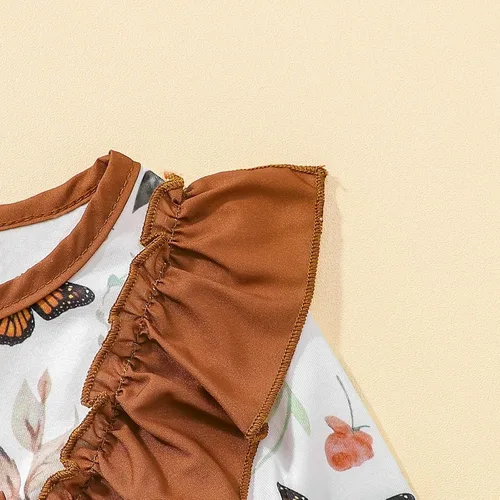 Miniatura 5 de Vestido de lazo floral para niñas pequeñas lindos vestidos con volantes vestidos de manga larga vestido casual suave para otoño