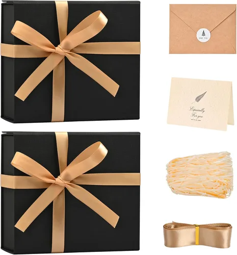 Miniatura 45 de LIFELUM Caja de regalo de 13.5 x 10 x 4 pulgadas, caja de regalo grande con tapas magnéticas, cajas de regalo negras para regalos de graduación