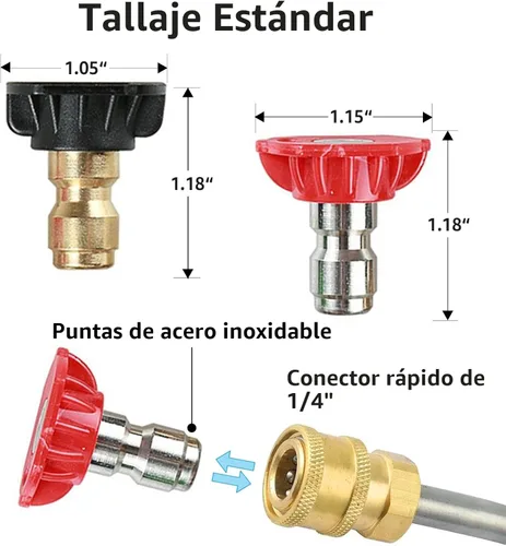 Miniatura 5 de Puntas de lavado a presión, puntas de boquilla de jabón, múltiples grados, diseño de conexión rápida de 1/4, hasta 4,500 PSI 2.5 GPM (paquete de 5)