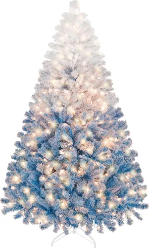 Miniatura 14 de Yaheetech Árbol de Navidad artificial preiluminado de 4.5 pies con luces incandescentes de color blanco cálido, árbol de Navidad con 340 puntas