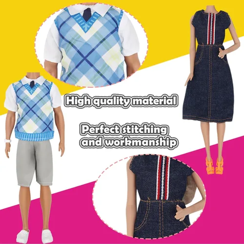 Miniatura 6 de ZTWEDEN 71 piezas de ropa de muñeca y accesorios para muñecas de 12 pulgadas y muñecas de niña, juego de cuidado de mascotas, incluye 25 prendas