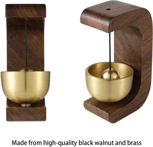 Miniatura 5 de IcosaMro Zen - Timbre magnético de madera para el hogar y los negocios, timbre de puerta colgante para entrada, calcomanía para refrigerador y Nogal