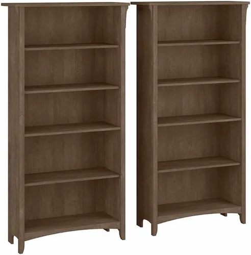 Miniatura 13 de Bush Furniture Salinas - Estantería alta de 5 estantes, juego de 2 en gris Shiplap y blanco puro, almacenamiento vertical de oficina, estanterías