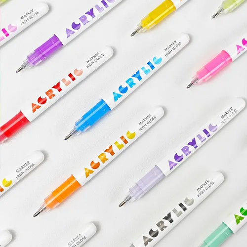 Miniatura 5 de kander Bolígrafos de gel acrílico, 12 colores resaltadores de tinta de gel acrílica con punta de bala, cobertura fuerte, gran capacidad de tinta