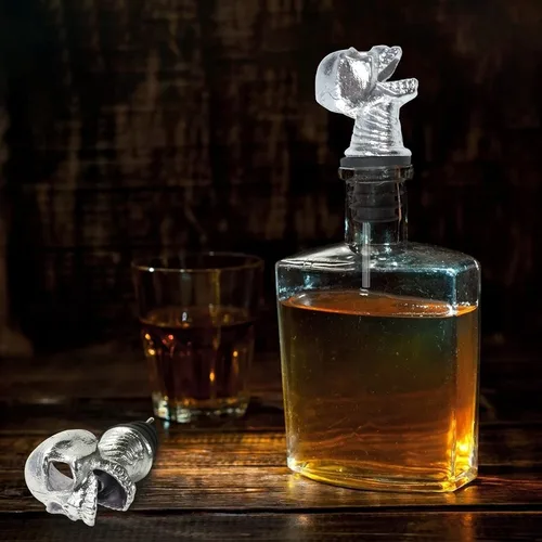 Miniatura 9 de Boquilla vertedora aireadora de vino con forma de calavera, decantador de botella de licor de aceite de oliva, regalos creativos plateados