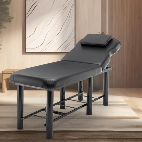 Miniatura 3 de Mesa de masaje profesional con respaldo, mesa de terapia física estacionaria de piel sintética, equipo de belleza de peluquería con marco de metal
