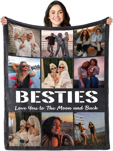 Miniatura 19 de Mantas personalizadas con collage de fotos y texto, hechas en Estados Unidos, mantas personalizadas con imágenes personalizadas para cumpleaños