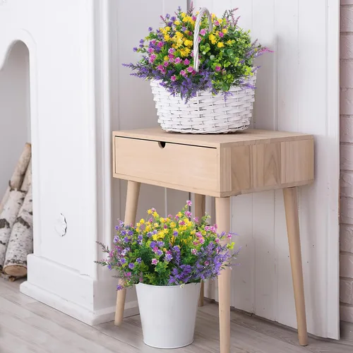 Miniatura 6 de Hananona 12 piezas de flores artificiales para exteriores, plantas artificiales falsas resistentes a los rayos UV, flores de plástico a granel
