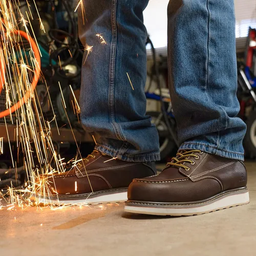 Miniatura 2 de HISEA NINGO Botas de trabajo para hombre, botas de acero y punta suave, 6 pulgadas, resistentes al agua, antideslizantes, zapatos de trabajo