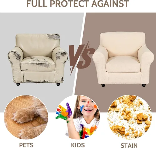 Miniatura 8 de Eco-Ancheng Fundas para silla, funda de sofá con funda de cojín de asiento separada con parte inferior elástica, 1 funda de asiento con brazos