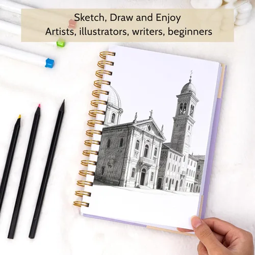 Miniatura 3 de Yoment Cuaderno de bocetos de 5.5 x 8.5 pulgadas, pequeño cuaderno de bocetos para dibujar, 100 hojas (68 libras/100 gsm) bloc de bocetos en espiral