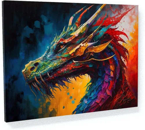 Sense Canvas Dragon Creative 9 - Lienzo decorativo para pared, diseño de dragón para pared, póster grande para el hogar, 40 x 30 pulgadas, 0.75